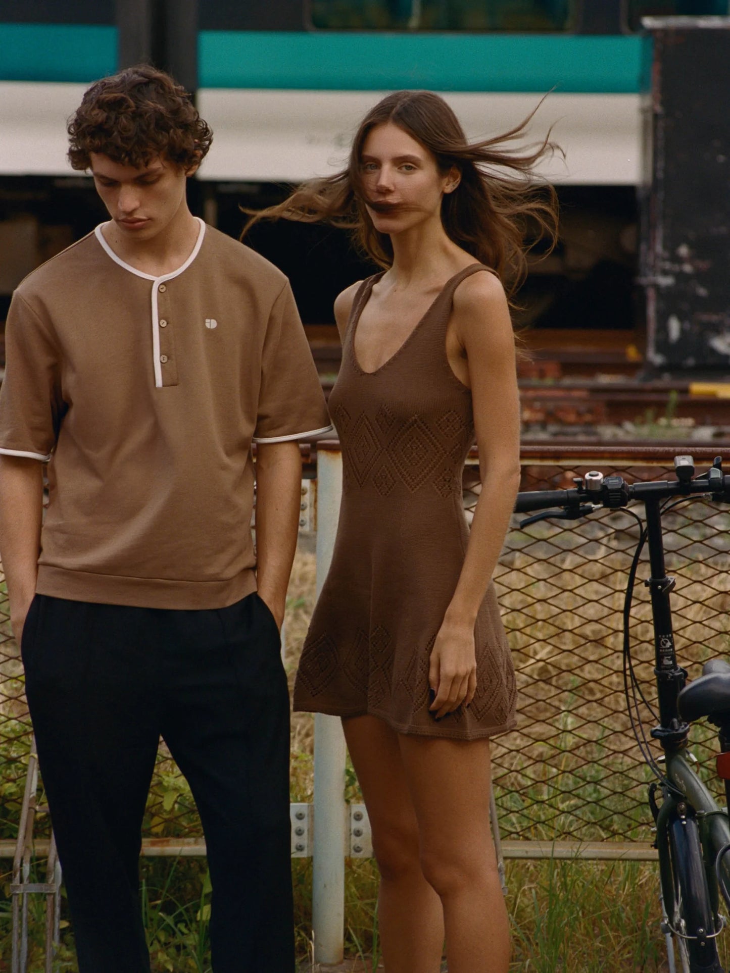 Bound Neck Shirt - Brown
